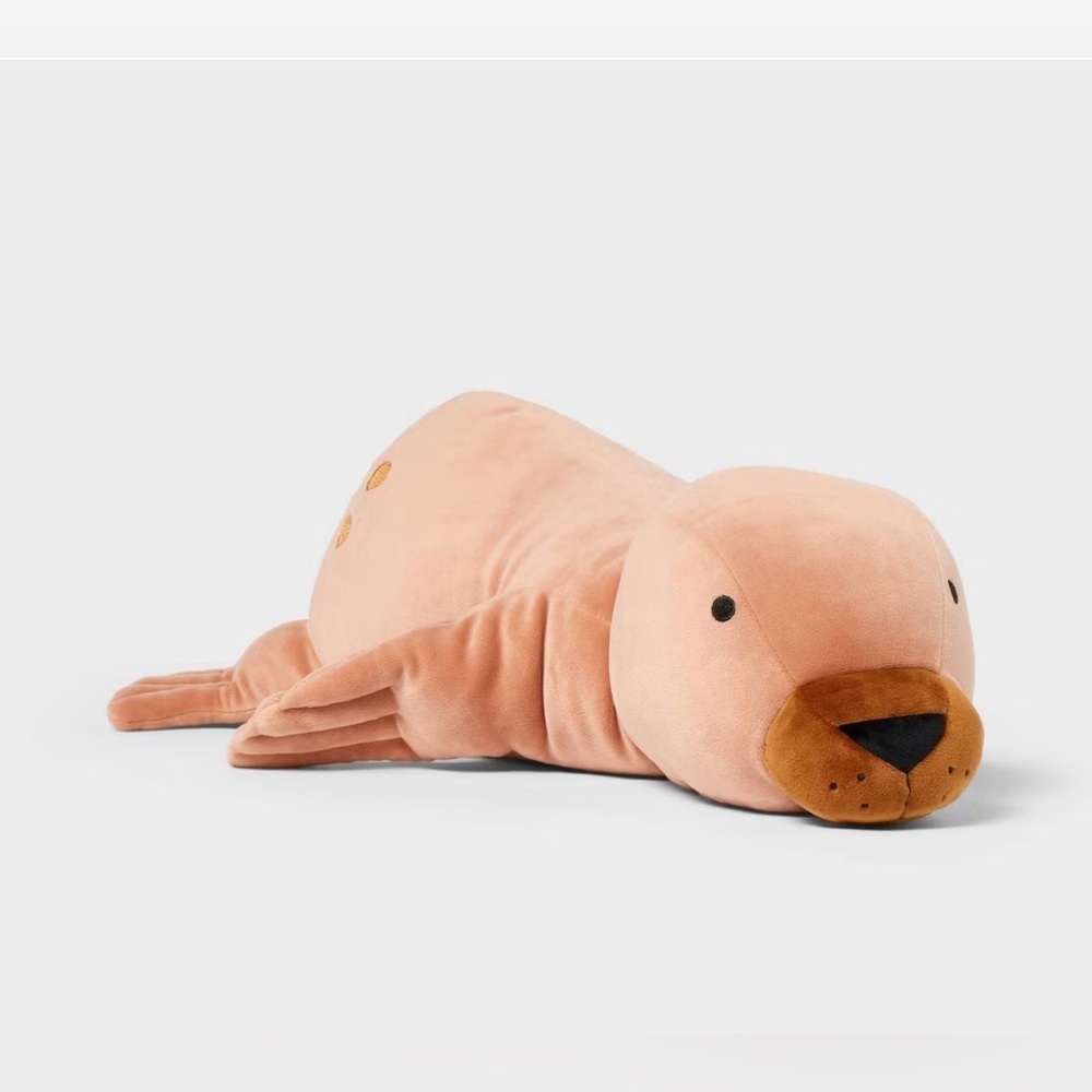 Seal Weighted Plush Kids' Throw Pillow Brown - Pillowfort™